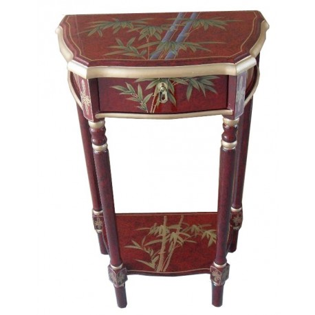 Selette chinoise laque rouge 50x30x84