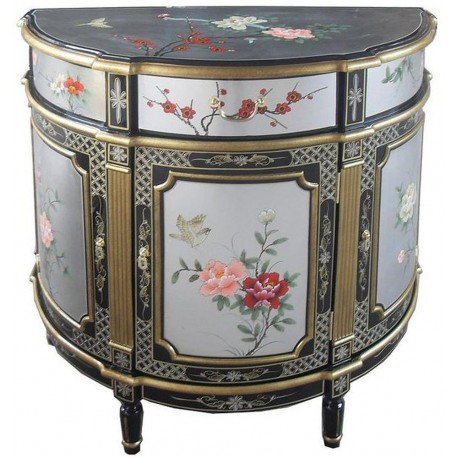 Meuble chinois d'appoint demi-lune 93x46x90