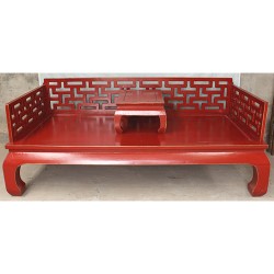 Canapé lit & tablette rouge-ORME-207x90x45/81 cm