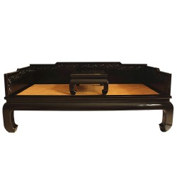 Canapé lit & tablette noir-ORME-207x90x45/81 cm