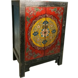 Meuble d'appoint tibétain 2 portes L50xP34xH100 cm