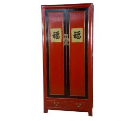 Armoire chinoise kanji rouge 91x48x208