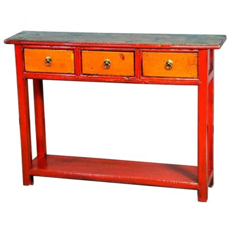 Console chinoise rouge orange