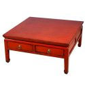 Table de salon chinoise rouge 100x100x46