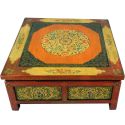 Table de salon tibétaine 90x90x48 cm