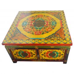 Table de salon tibétaine 90x90x48