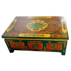 Table de salon tibétaine 6 tiroirs L100 x P65 x H40 cm