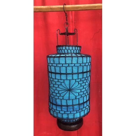 Lampe chinoise bleue H40 x Diamètre15cm