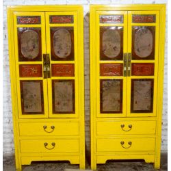 Armoire chinoise jaune 78x45x175 cm