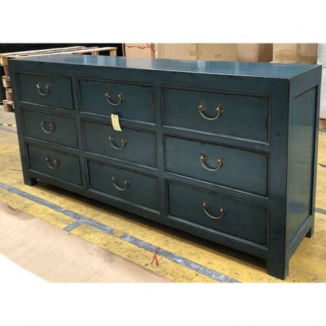Commode chinoise bleue 190x46x88