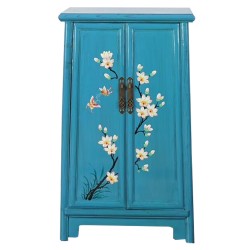 Armoire chinoise oblique bleue fleur de cerisier