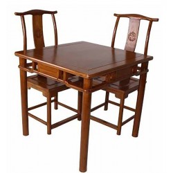 Table chinoise 70x70cm et 2 chaises en bonnet de lettré