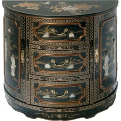 Commode chinoise laque noire incrustations nacre