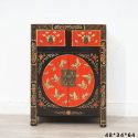 Meuble d'appoint chinois papillons rouges 48x34x64