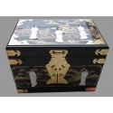 Boîte à bijoux noire incrustée nacre 36x24x26
