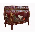 Commode chinoise galbée rouge vif 117x53x90